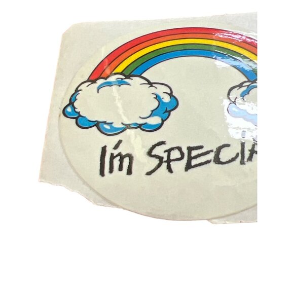 Vintage I'm Special Rainbow Sticker Decal Clouds Round 2.5" Gay Pride - Picture 2 of 3